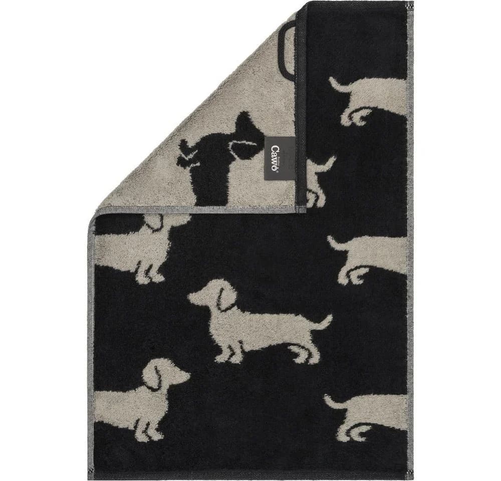 Cawö Handtuch We Love Dogs 6246 Schwarz-Beige 100% Baumwolle - Bild 2