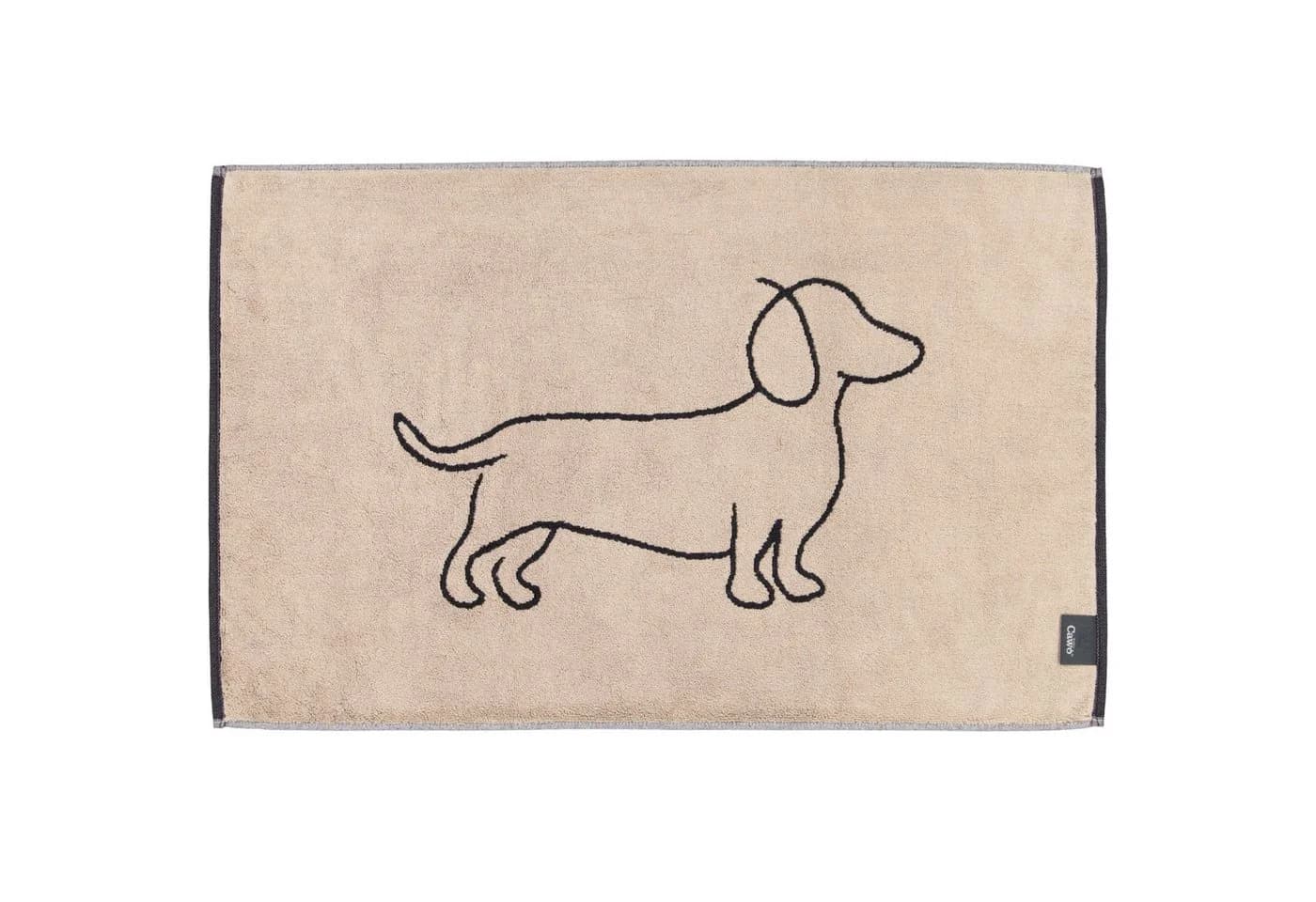 Cawö Badematte We Love Dogs Dackel Schwarz Beige 100% Baumwolle