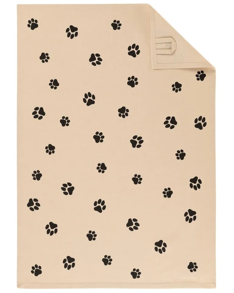 Cawö Home Geschirrtuch WE LOVE DOGS Paws Baumwolle Beige/Schwarz - Bild 2