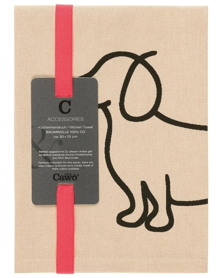 Cawö Home Geschirrtuch WE LOVE DOGS Dackel-Design Baumwolle