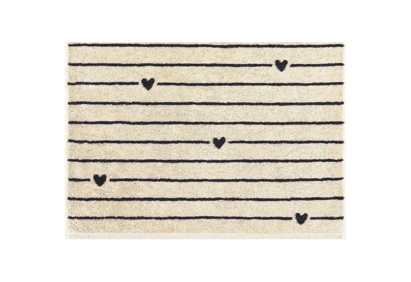 Cawö Duschtuch Heart Beats Line Frottee Schwarz 70x140 cm - Bild 2