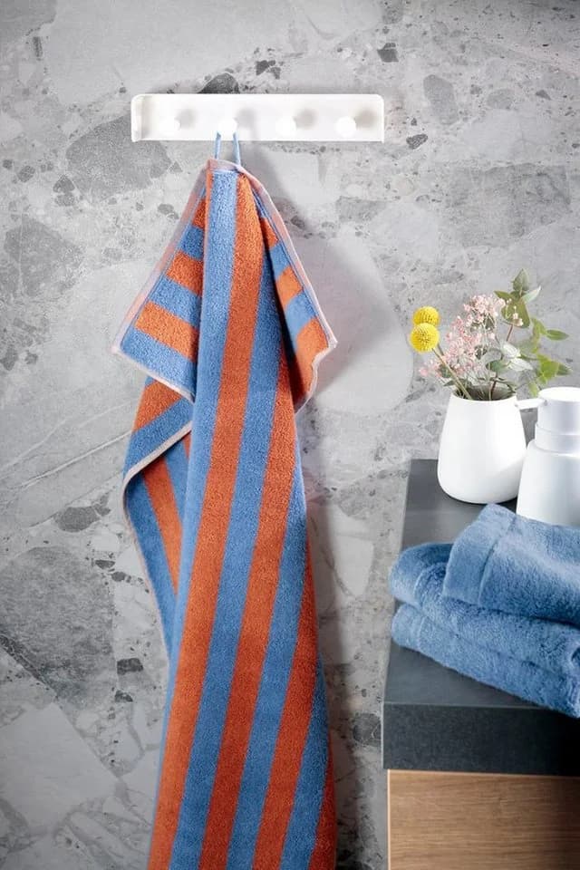 Cawö Handtuch Bold Streifen blau/terra 100% Baumwolle