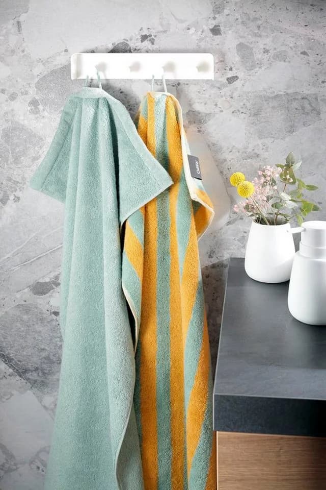 Cawö Handtuch Bold Streifen mint/gelb 100% Baumwolle