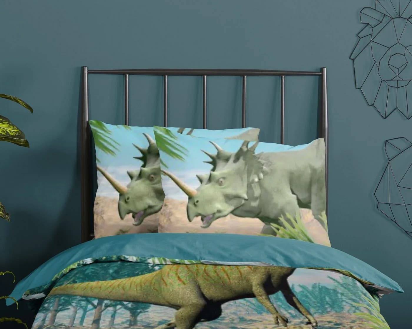 soma Kinderbettwäsche Dino Grün Blau 135x200cm