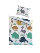 soma Babybettwäsche Renforcé Dino Welt Blau 100x135 cm + 40x60 cm Bild 2
