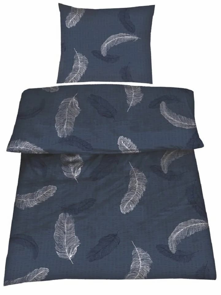 soma Bettwäsche Seersucker Feder-Design Blau/Weiß - Bild 2