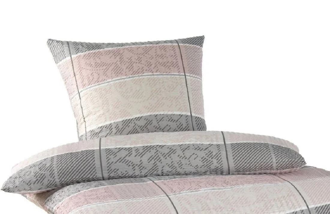 Soma Bettwäsche Seersucker Rosa Grau Weiß 2-teilig - Bild 4