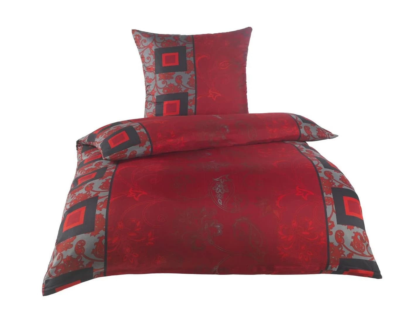 Soma Bettwäsche Mikrofaser Rot Schwarz Modern