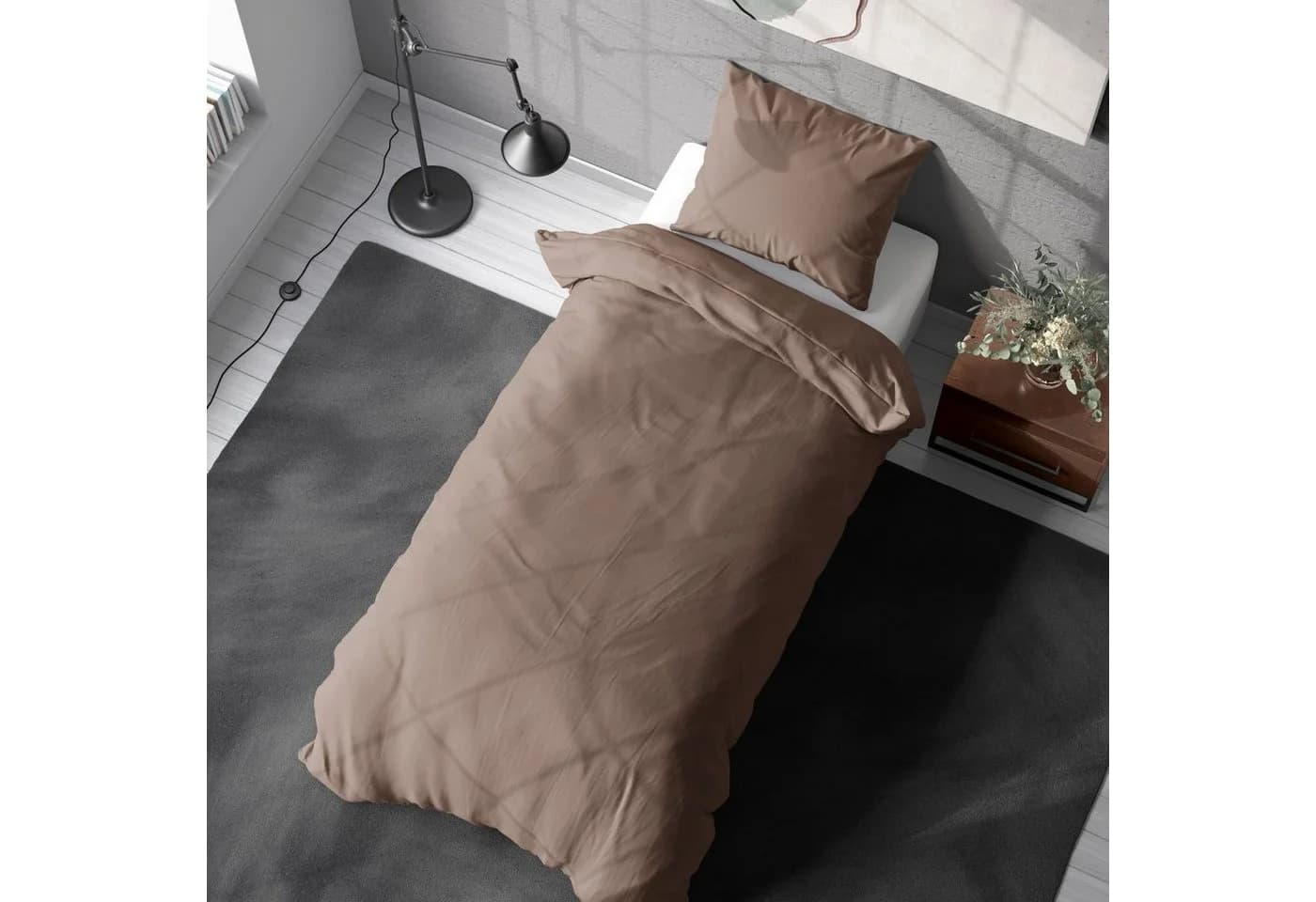 soma Bettwäsche Mikrofaser Uni Nougat 135x200 + 80x80 cm - Bild 2