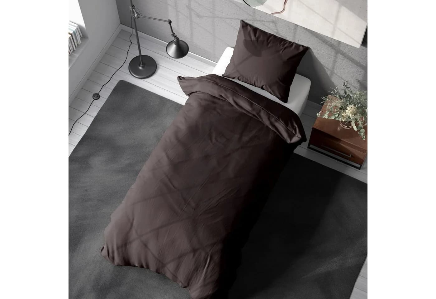 Soma Bettwäsche Set Renforcé 135x200 Baumwolle uni braun - Bild 2