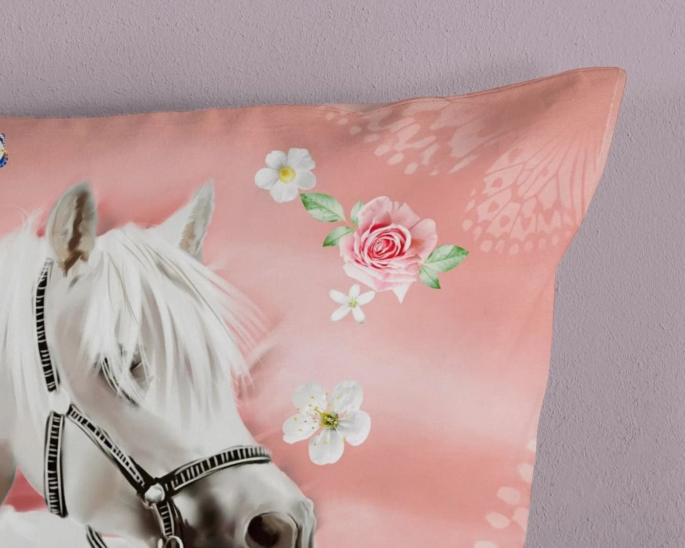Soma Renforcé Bettwäsche Set Rosa Pferde-Motiv 2-teilig - Bild 4