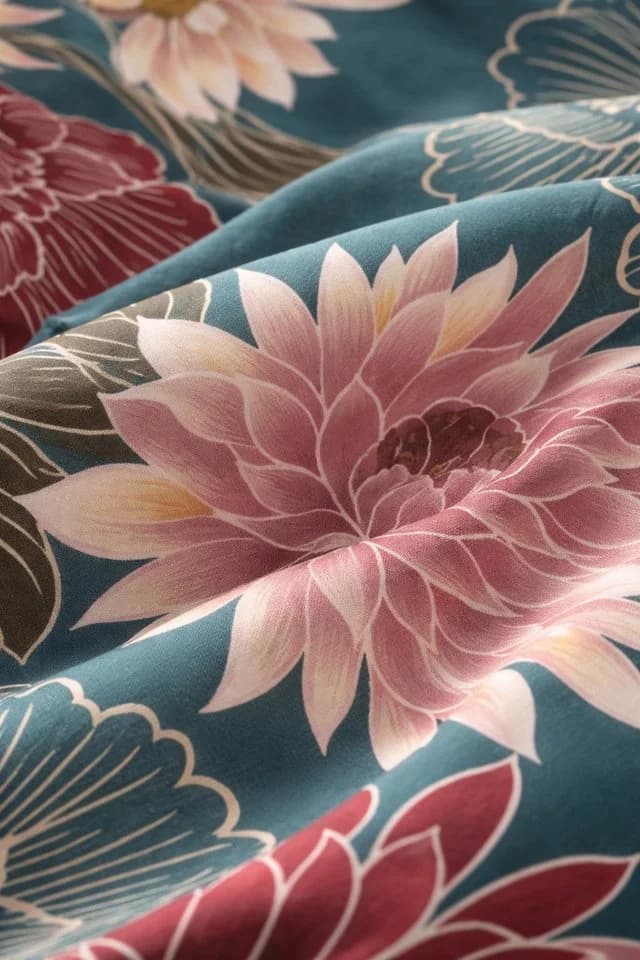 Soma Bettwäsche Blumen Microfaser Set 135x200 cm mit Kissenbezug 80x80 cm in Petrol - Bild 3
