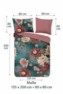 Soma Bettwäsche Blumen Microfaser Set 135x200 cm mit Kissenbezug 80x80 cm in Petrol Bild 5