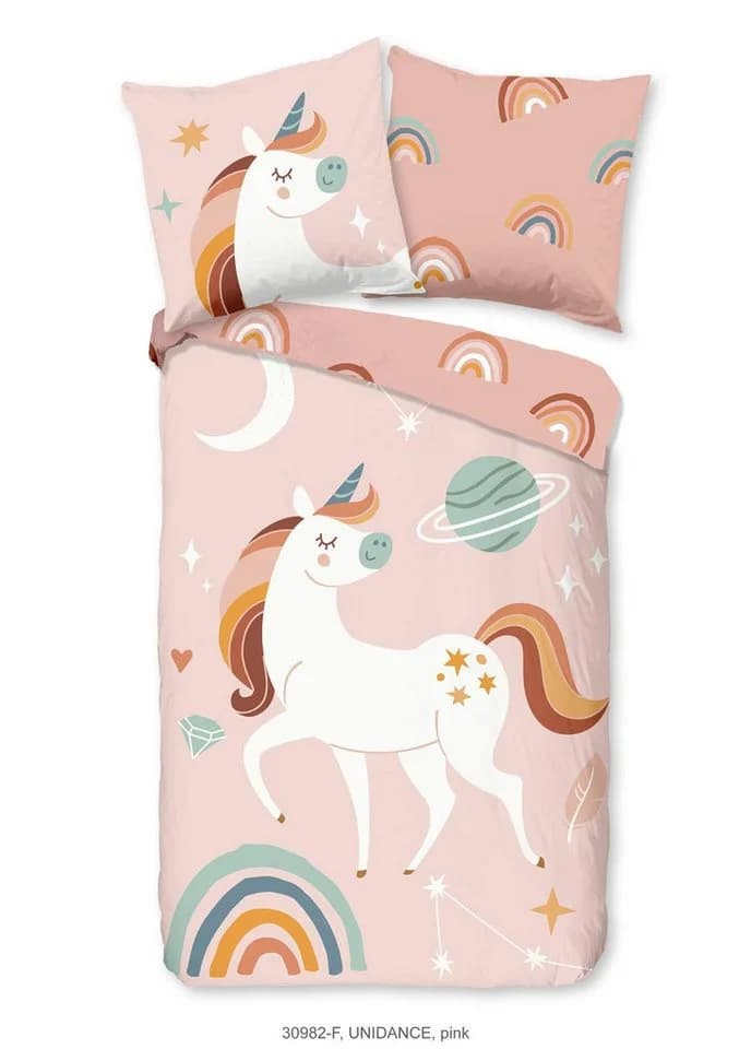 Soma Kinderbettwäsche Biber Einhorn Rosa Pastell 135x200 cm - Bild 2