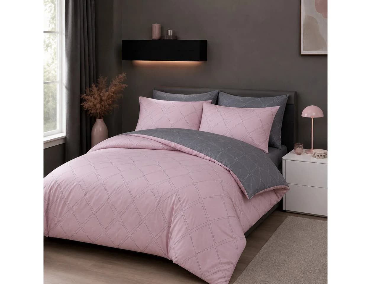 soma Biber Bettwäsche Wende-Design grau rosa 135x200 cm