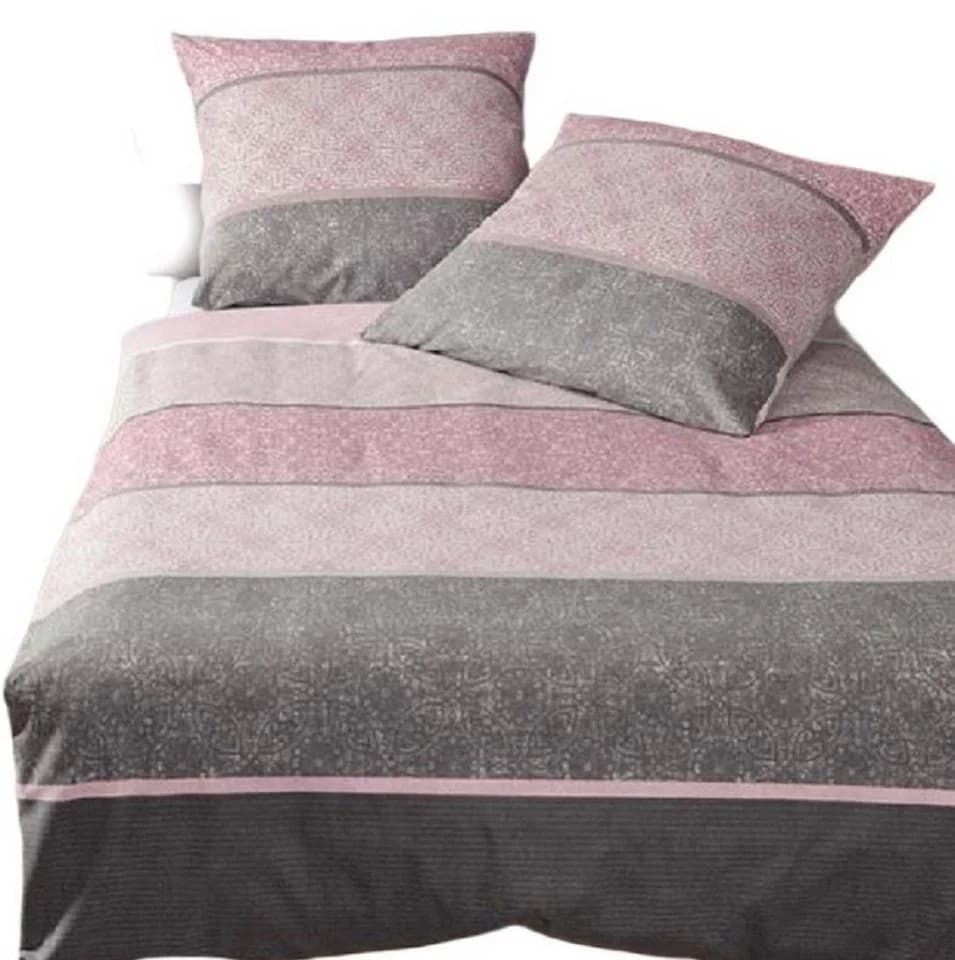 soma Bettwäsche 2-teilig 135x200 Rosa Gestreift Feinbiber - Bild 2