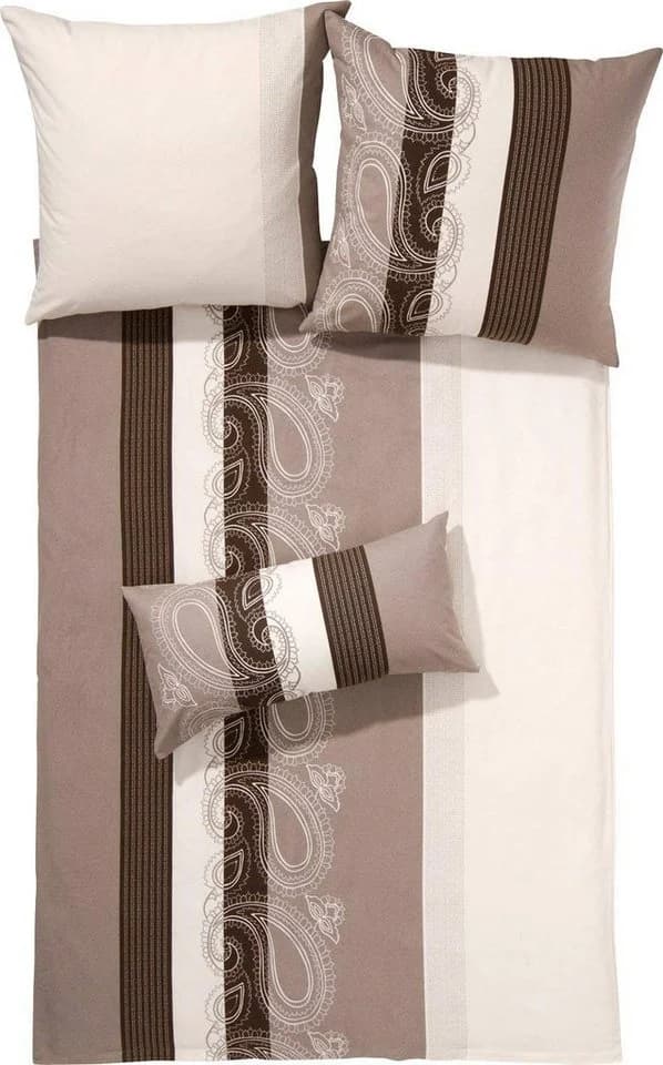 soma Bettwäsche 155x220 80x80 Biber gestreift beige braun - Bild 3
