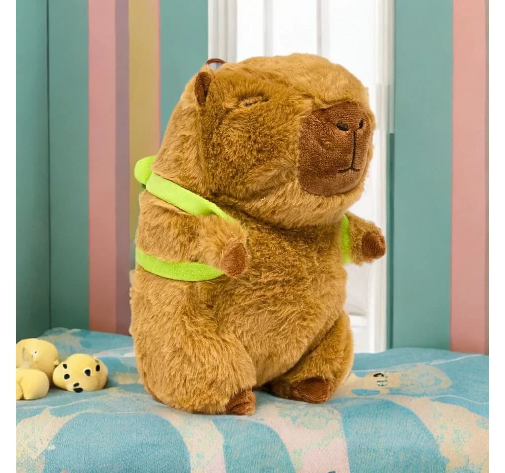 soma Capybara Kuscheltier Braun mit Schildkröten-Rucksack