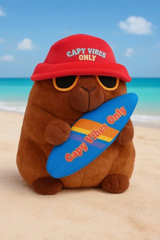 soma Capybara Plüschtier 25 cm mit Surfbrett