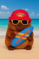 soma Capybara Plüschtier 25 cm mit Surfbrett Bild 3