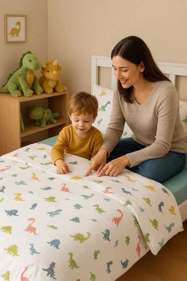 Soma Babybettwäsche Dino Perkal 2 teilig Babybettwäsche + Spannbettlaken Baumwolle - Bild 4