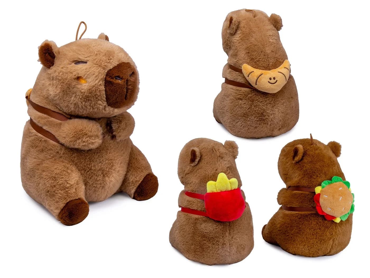 soma Kuscheltier Capybara 25 cm Plüsch mit Snackrucksack Croissant