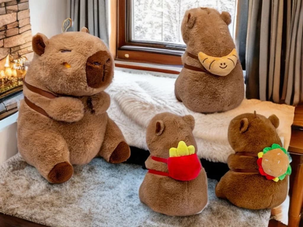 soma Kuscheltier Capybara 25 cm Plüsch mit Snackrucksack Croissant - Bild 5
