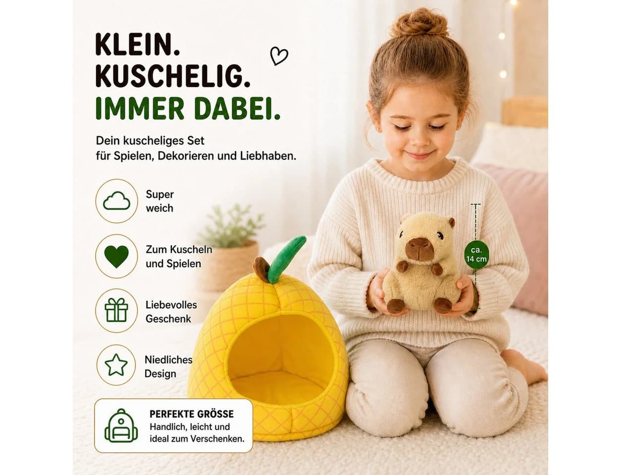 soma Kuscheltier Capybara Plüschtier 22cm im Früchte-Versteck Ananas - Bild 4