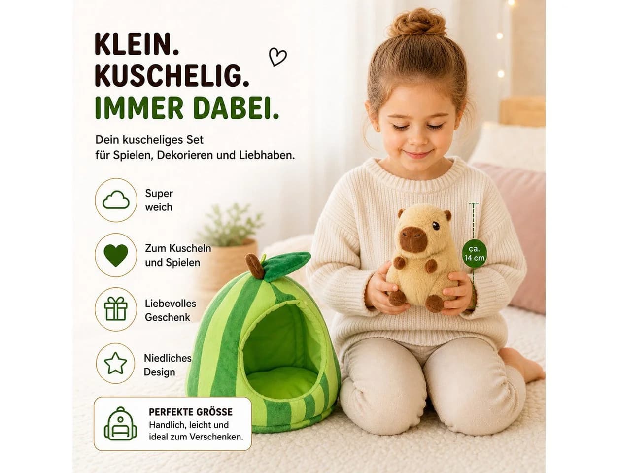 soma Kuscheltier Capybara Plüschtier 22cm im Früchte-Versteck braun Wassermelone - Bild 4