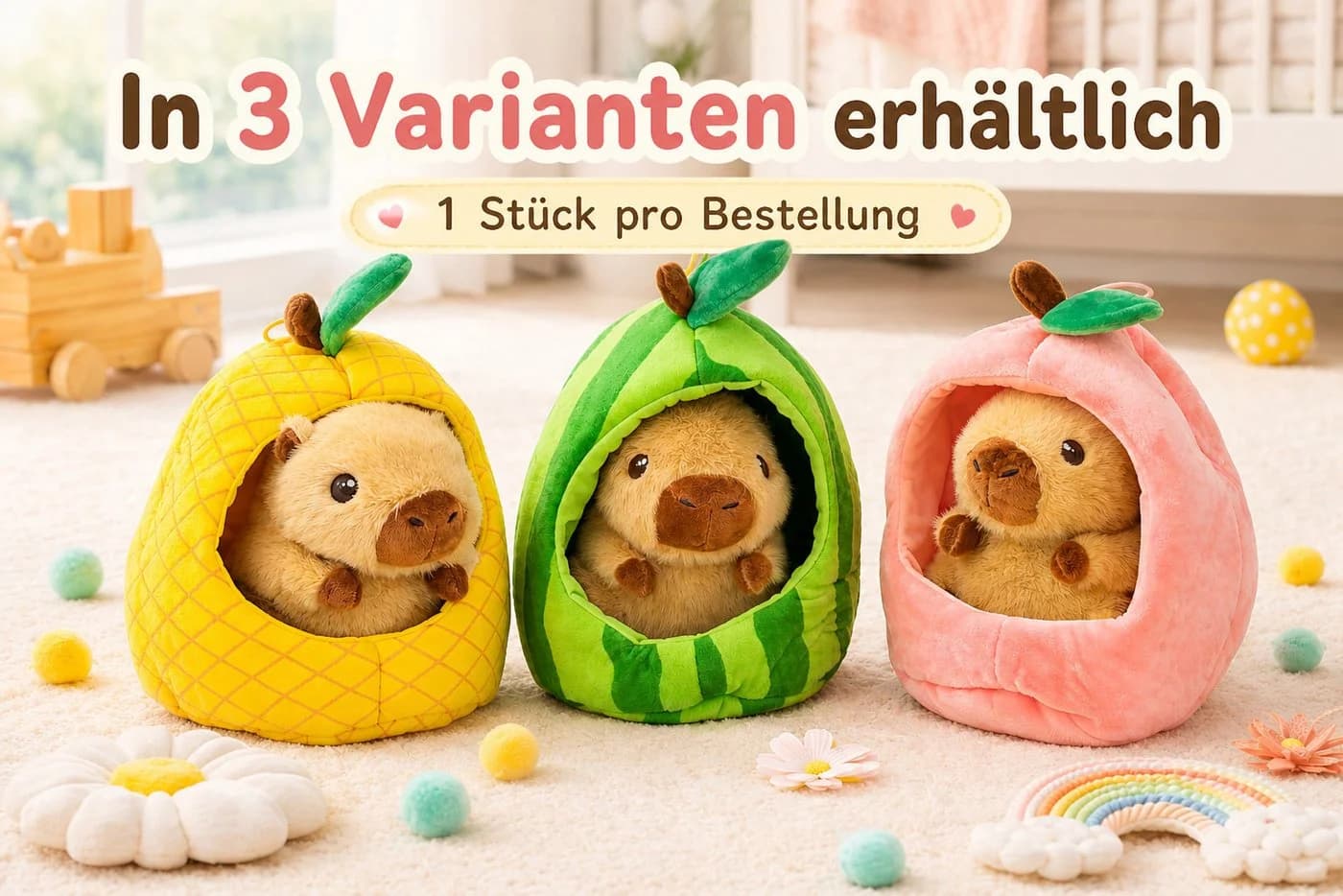 soma Kuscheltier Capybara Plüschtier 22cm im Früchte-Versteck braun Wassermelone - Bild 5