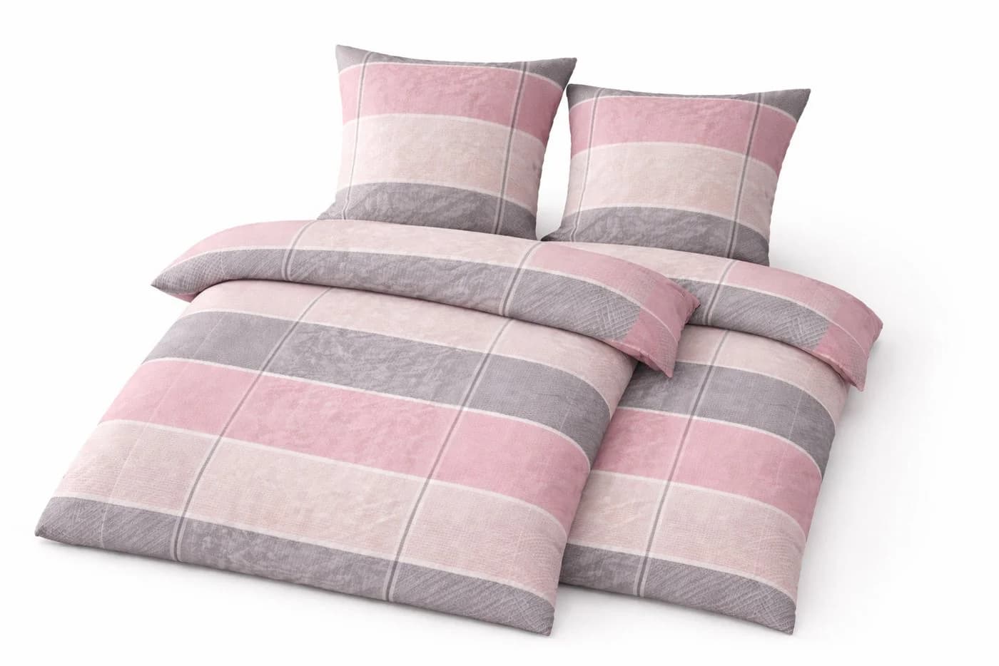 soma Bettwäsche Set 4-tlg. Rosa gestreift Microfaser Seersucker - Bild 2