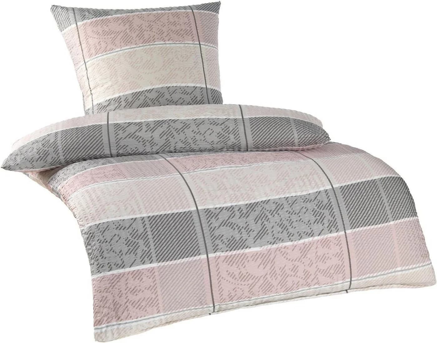 soma Bettwäsche Set 4-tlg. Rosa gestreift Microfaser Seersucker - Bild 3