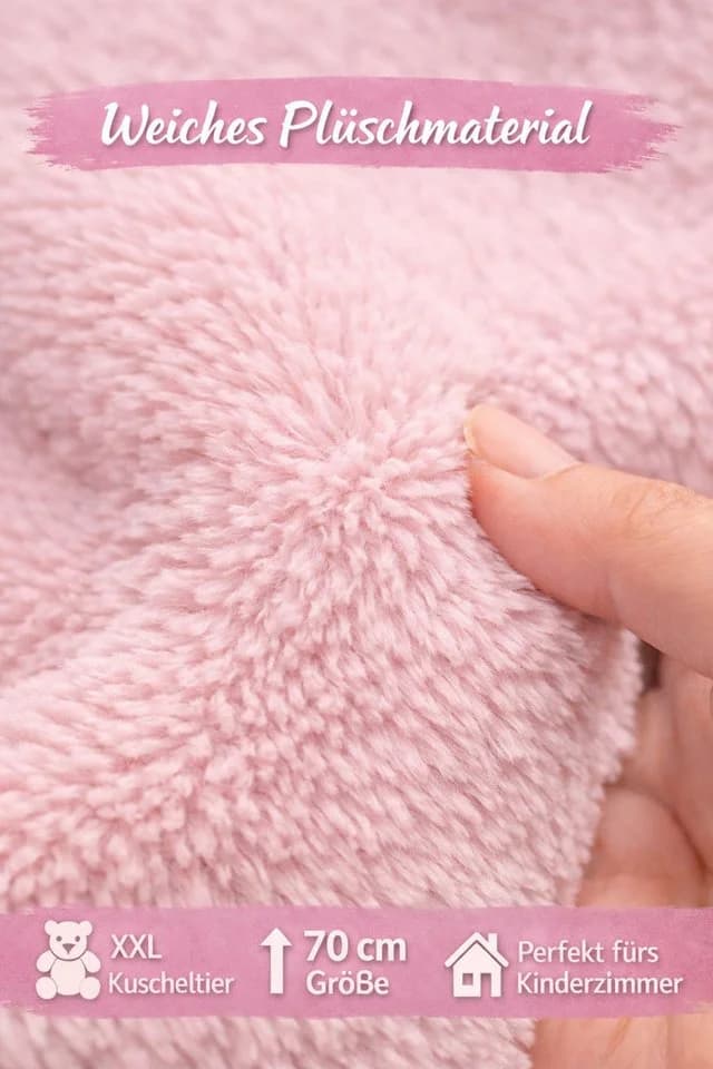 Soma Kuscheltier Hase XXL 70 cm - Rosa Plüschtier - Bild 4