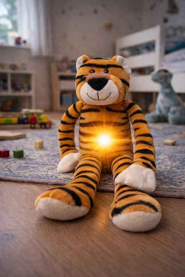 soma Kuscheltier Tiger Nachtlicht LED Bauchlicht warmweiß 34 cm
