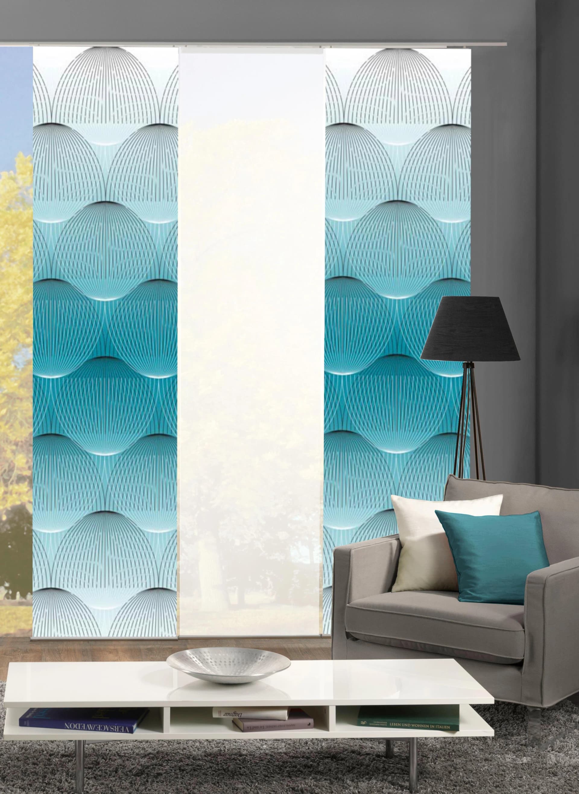Schiebegardine HOME WOHNIDEEN "BENARIS" Blau Polyester