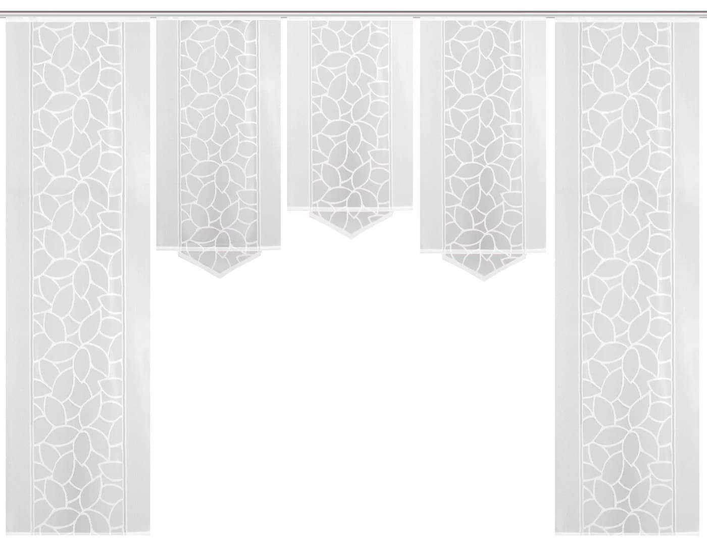 HOME WOHNIDEEN Schiebegardine JENNA 5-tlg. Klettband Halbtransparent Jacquard Set - Bild 2