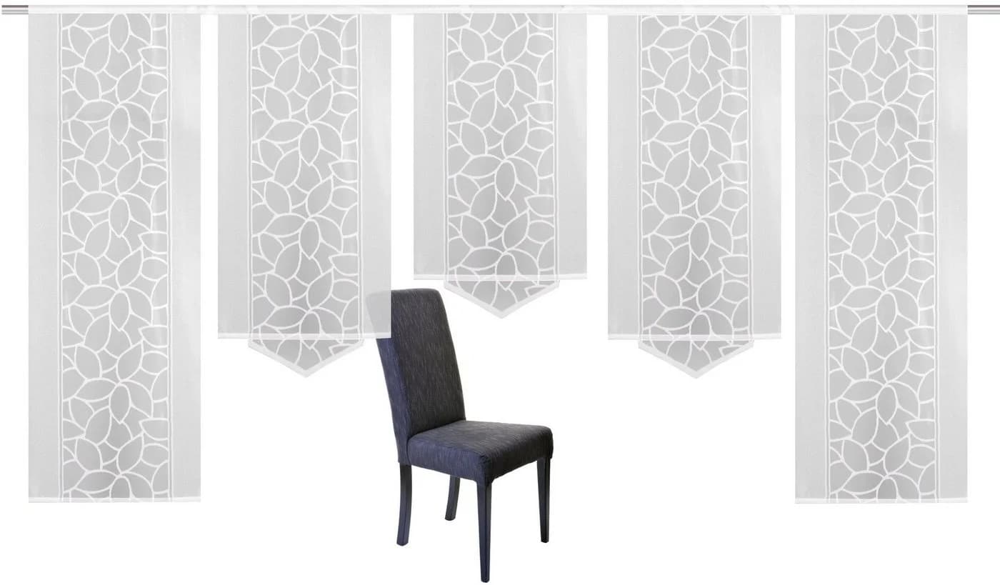 HOME WOHNIDEEN Schiebegardine JENNA 5-tlg. Klettband Halbtransparent Jacquard Set - Bild 3