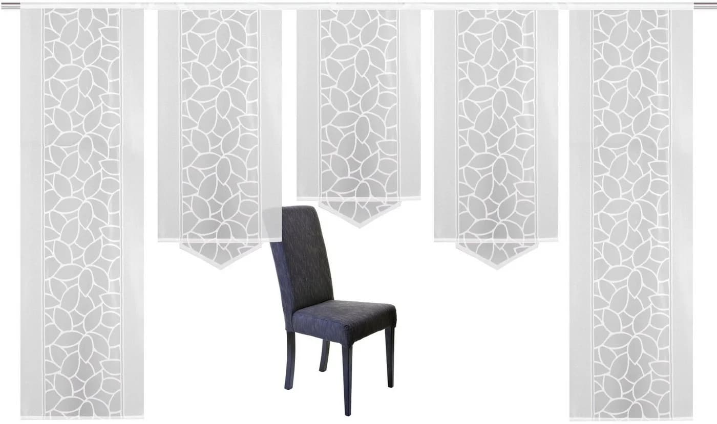 HOME WOHNIDEEN Schiebegardine JENNA 5-tlg. Klettband Halbtransparent Jacquard Set - Bild 4