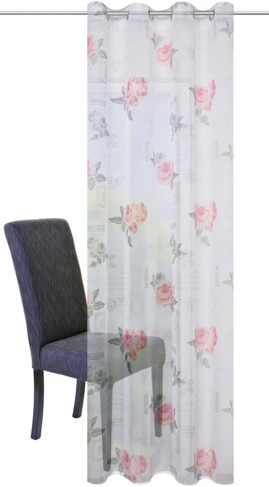 HOME WOHNIDEEN Amore Gardine Rosa Rosenmotiv Voile