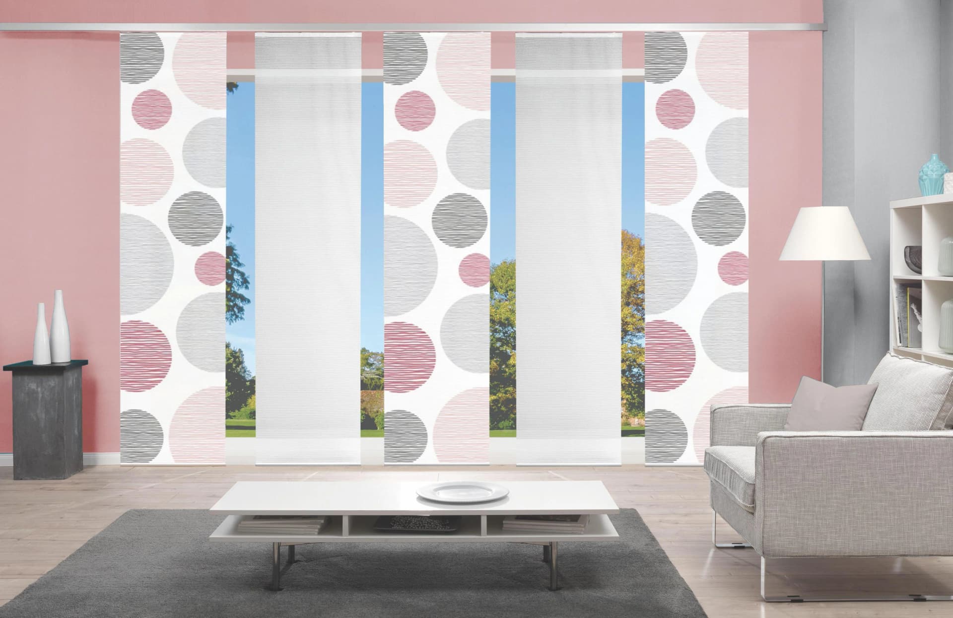 Schiebegardine VISION S 5er Set Rosa Polyester Kürzbar