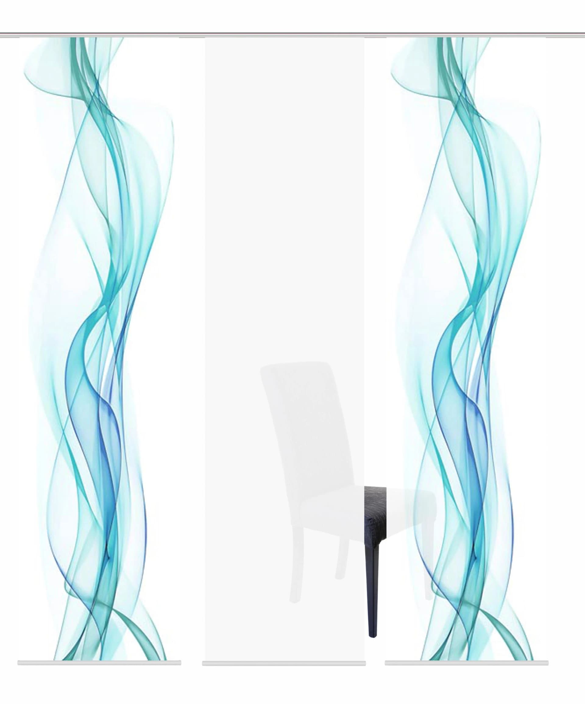 HOME WOHNIDEEN Schiebegardine 3er Set Haze Blau Digitaldruck