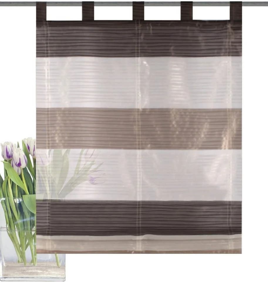HOME WOHNIDEEN Raffrollo GABI Grau Querstreifen Voile Schlaufen - Bild 5