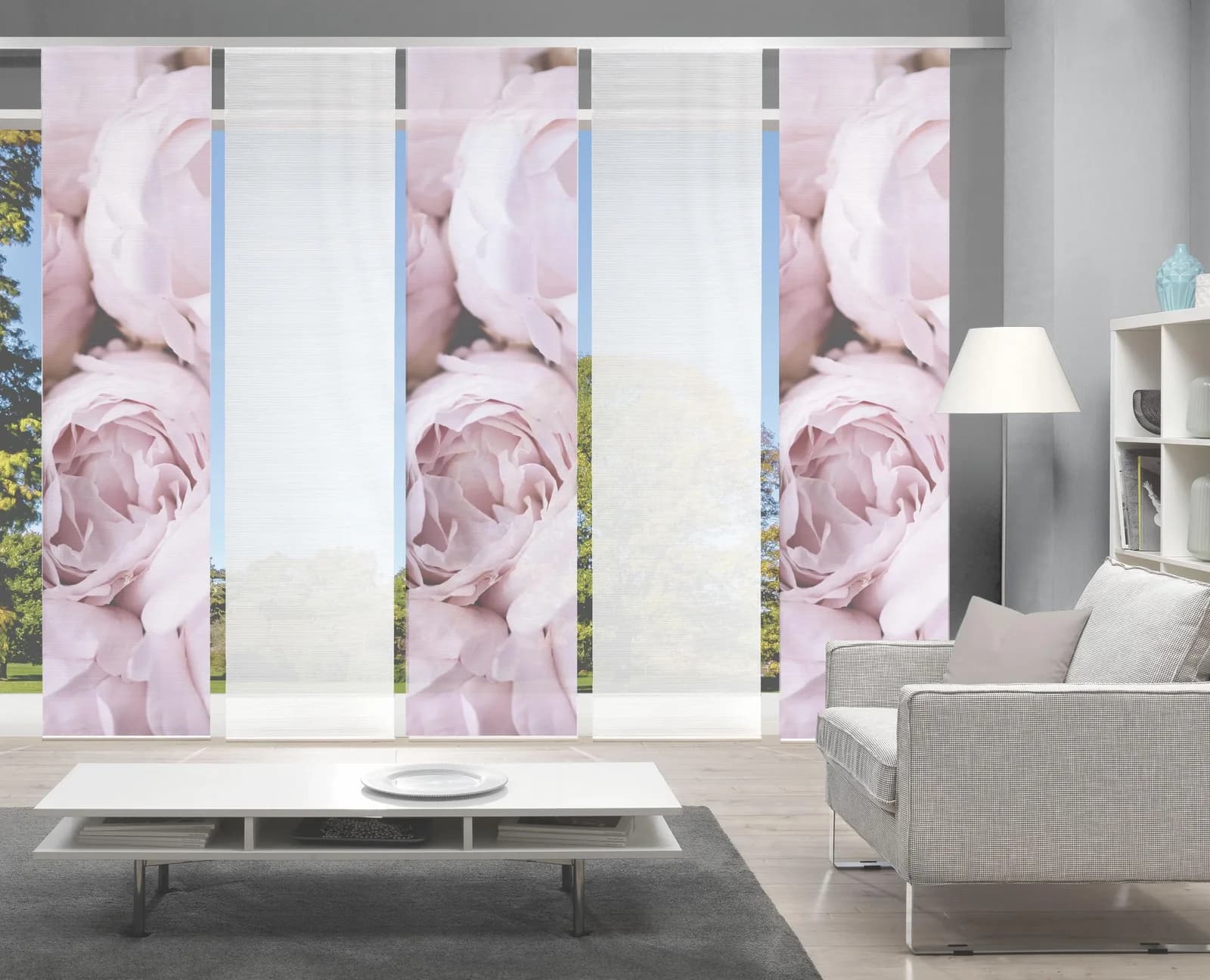 Schiebegardine VISION S "ROSANA 5er SET" Bambus-Optik Digital Bedruckt