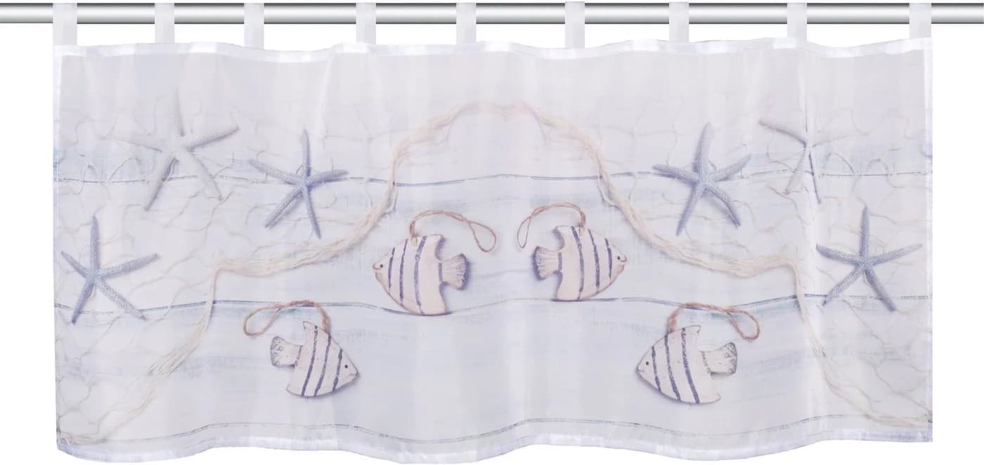 HOME BASICS Scheibengardine FISCIO Blau Polyester Schlaufen