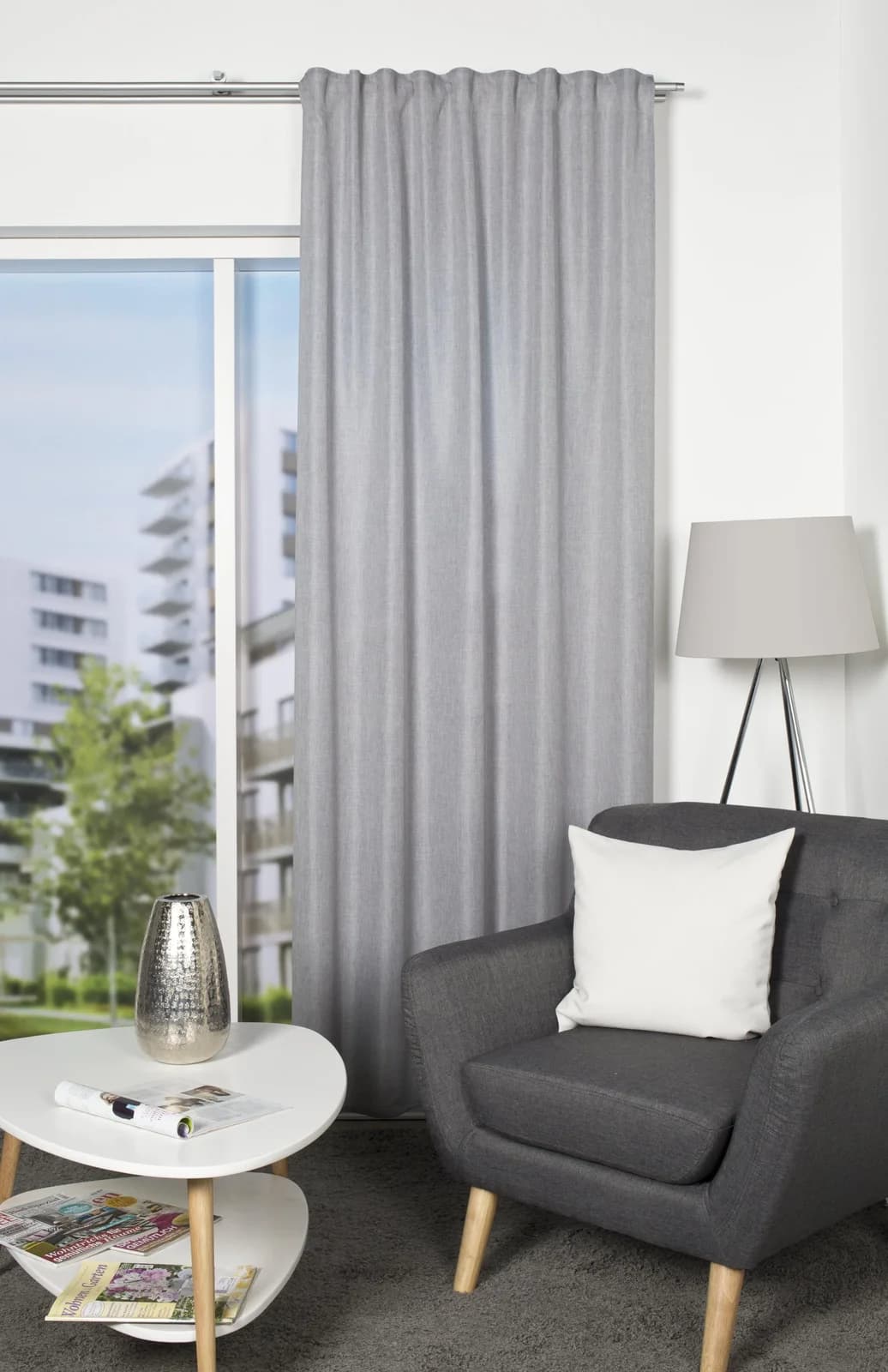 HOME WOHNIDEEN OXFORD Gardine Grau Blickdicht Polyester