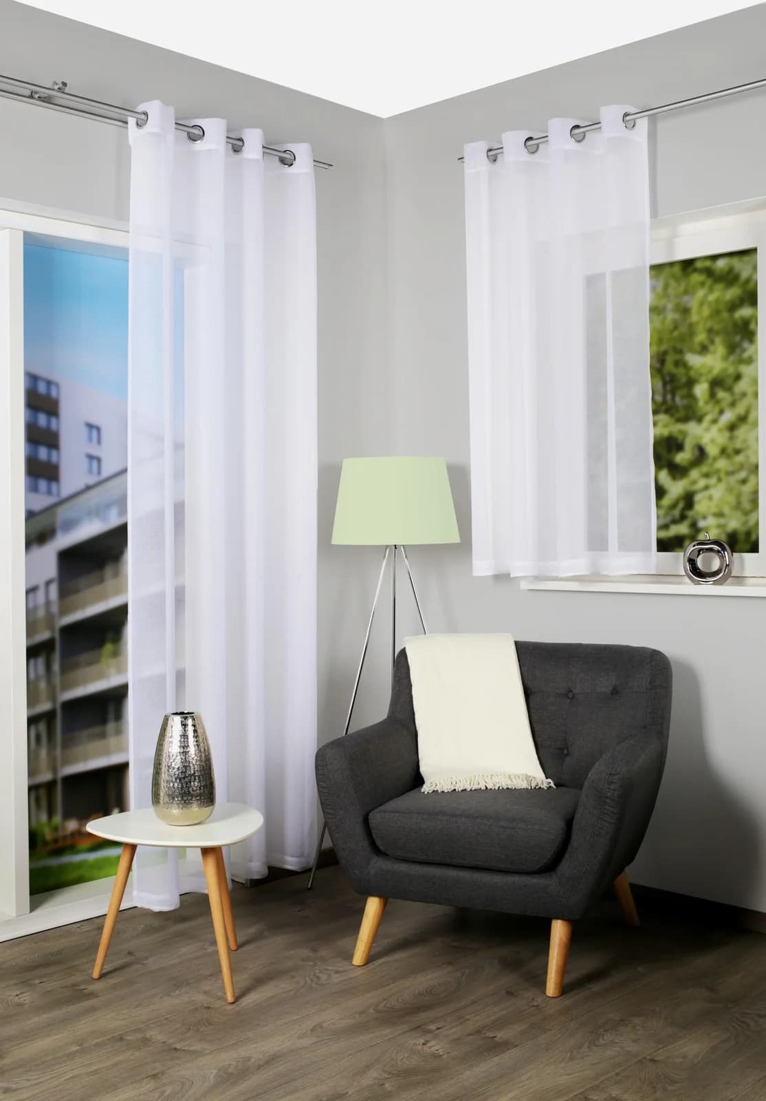 Home Wohnideen Dolly Gardine Weiß Transparent Voile Polyester