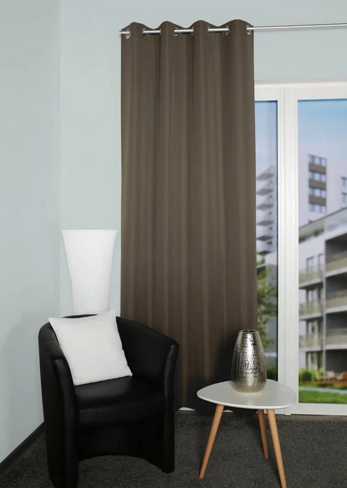 HOME BASICS Vorhang ATLANTIK Taupe Ösenschal Uni - Bild 2