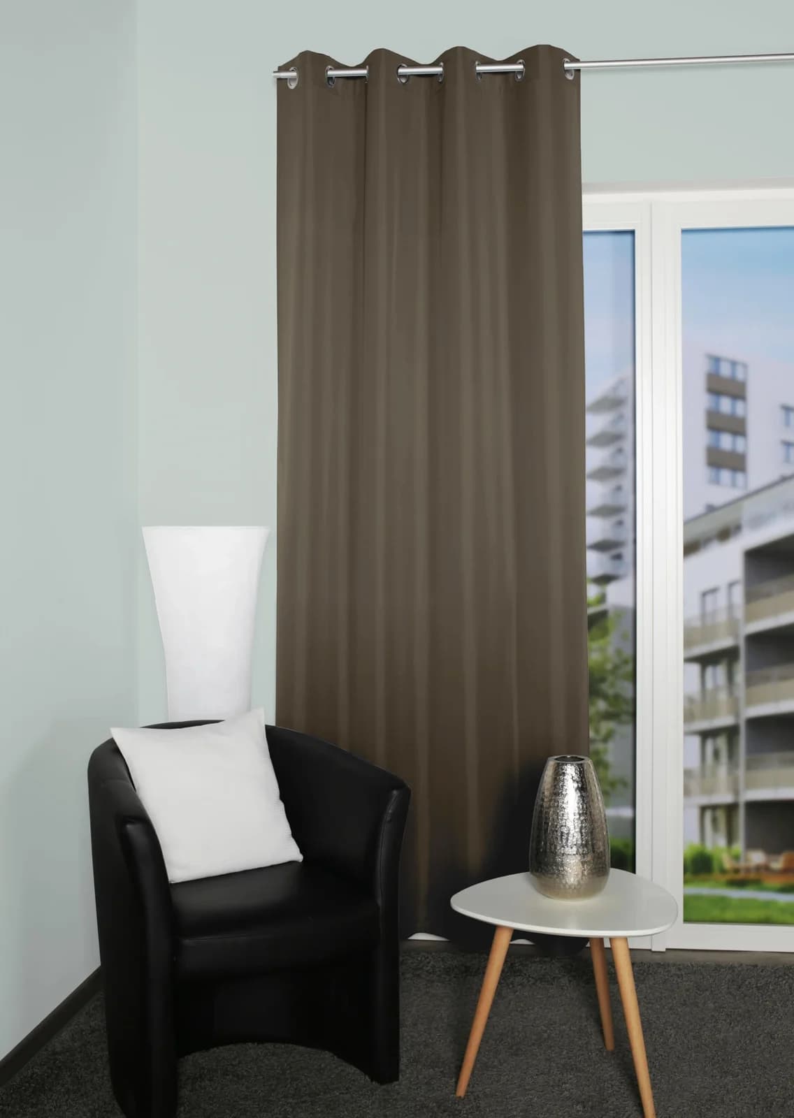 HOME BASICS Vorhang ATLANTIK Taupe Ösenschal Uni - Bild 4