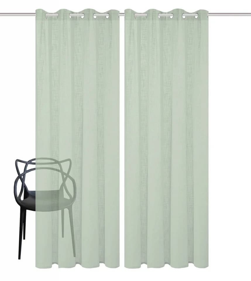 HOME BASICS Vorhang SOFTY 2er Pack Grün Polyester Gardinen