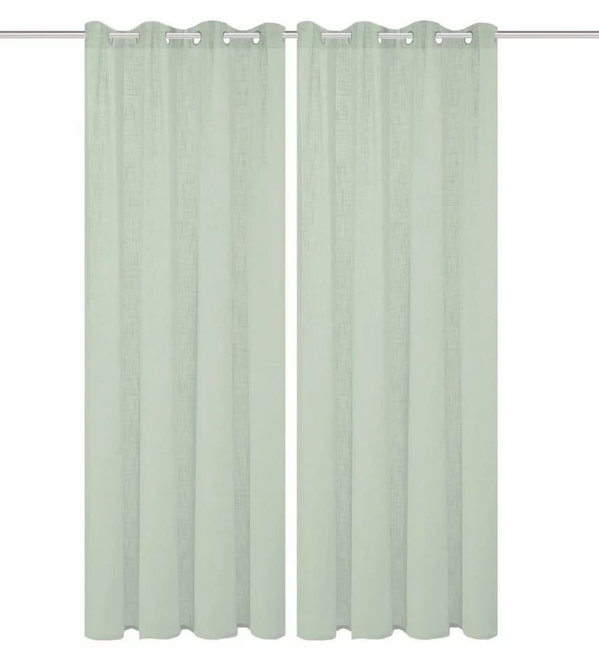 HOME BASICS Vorhang SOFTY 2er Pack Grün Polyester Gardinen - Bild 3